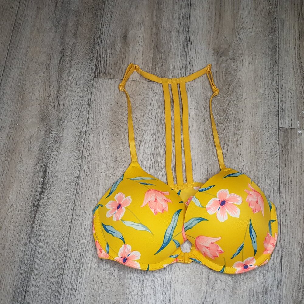Yellow Floral Racerback Bra